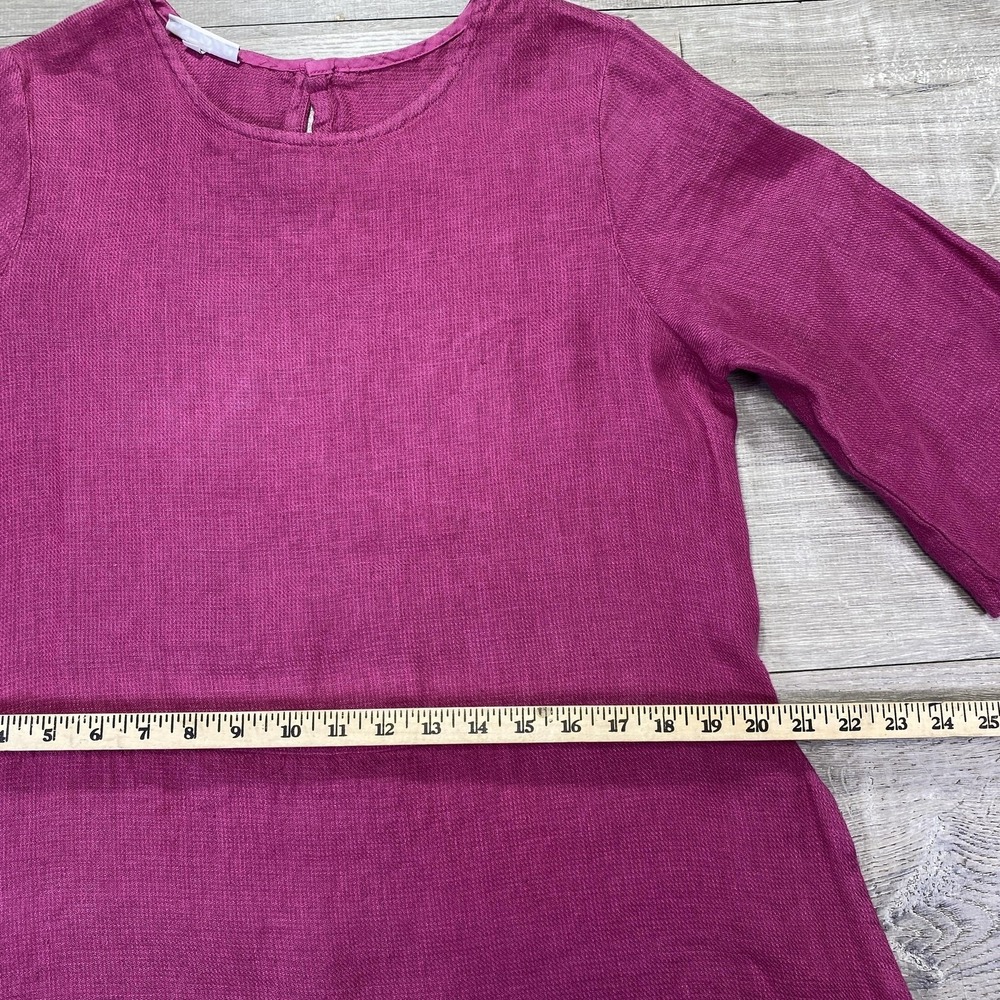 Bryn Walker Tunic Top Womens XS Magenta Linen 3/4 Sleeve A-Line Made USA Keyhole - Picture 7 of 15